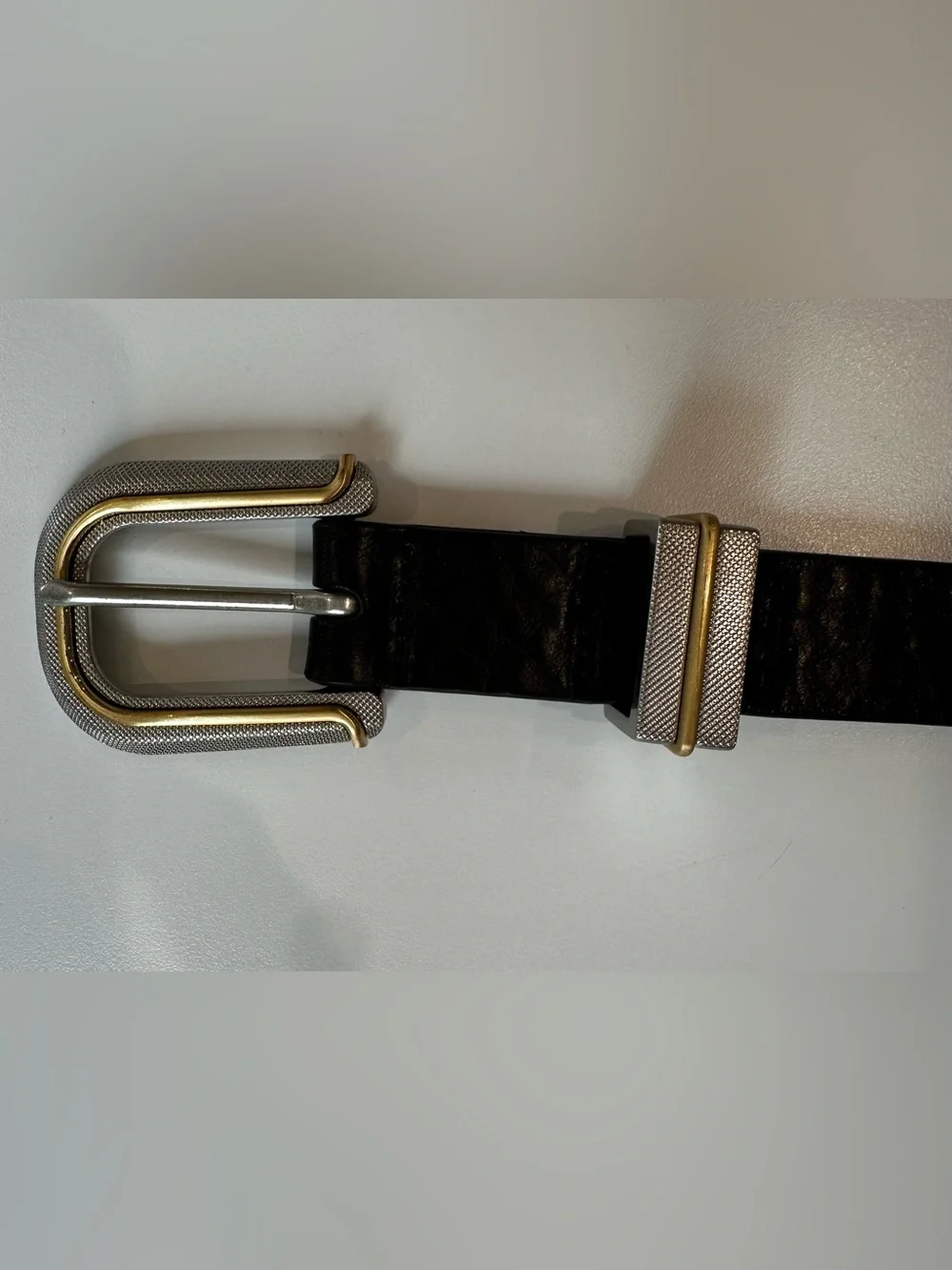 rag & bone Ventura Black Italian Leather Belt Mixed Metal Western Buckle